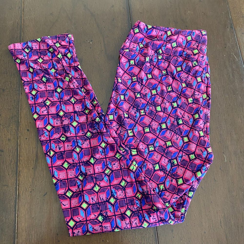 LuLaRoe‎ Legging Women Tall & Curvy Multicolor Geometric Pull-On Performance